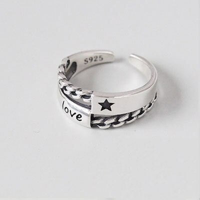 XIYANIKE 925 Sterling Silver Vintage Smile Cry Face Heart Geometric Irregular Finger Open Rings For Party Birthday Gift