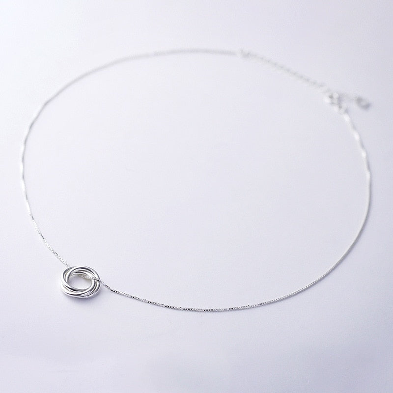 Fashion Personality 925 Sterling Silver Jewelry Tricyclic Love Simple Clavicle Chain Pendant Necklace For Women VNS8298