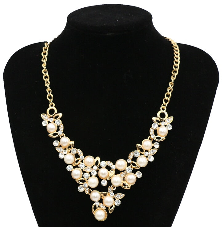 New Fashion Statement Necklaces Multi-layer Imitate Pearl Necklace & Pendants For Women Collares Choker Jewelry N379