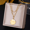 XIYIXIN 316L Stainless Steel Geometry Star Moon Butterfly Pendant Multilayer Chain Choker Necklace For Women Wedding Accessories