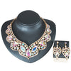 Chinese style Bridal jewelry set with colorful glasss necklace and drop earring for wedding party