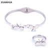 Bracelets & Bangles Cuff Bracelets For Women Accessories Jewellery Stainless Steel Bracelet With Ring Fashion Bangle