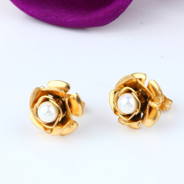 Stainless Steel Pearl Earrings Fashion Jewelry Stud Earrings For Women Jewelry Brincos Accessories Rose Gold Earrings