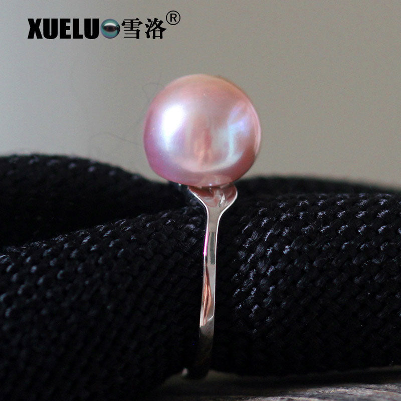 Real 925 Sterling Silver Fashion Large Natural Irregular Baroque Purple Fresh water Pearl Figure Ring for Wedding Gift