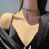 XUFAN Punk Gold Black Leather Choker Stitched Choker Necklace for Woman Korean Jewelry Gothic Girl Sexy Clavicle Chain