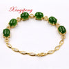 Xin yi peng 18 k yellow gold inlaid natural jade bracelet, woman, classical and generous