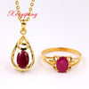 Xin yi peng 18 k yellow gold inlaid natural ruby ring necklace suits, women, simple and easy, engaged a wedding gift