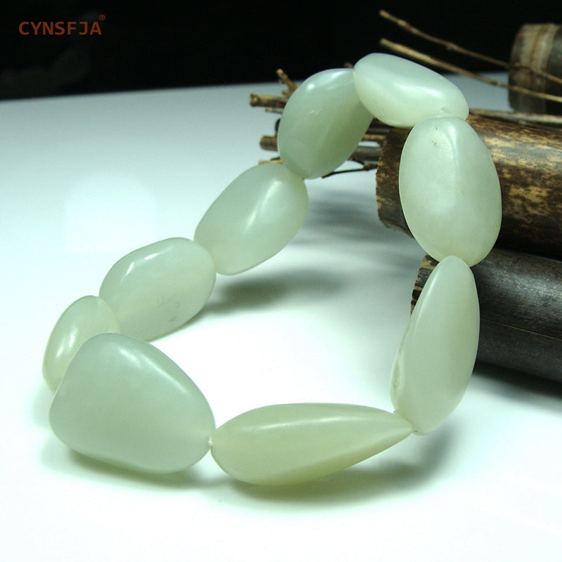 Xinjiang Nephrite Bracelets For Men Charm Bracelet Beads Certified Natural Hetian Jade Green White High Quality Family Gifts