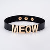 2020 New Gold Color Meow Cat Choker Collar Necklace Women Female Black White Blue Red Torque Leather Necklaces Collares