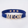 2020 New Gold Color Meow Cat Choker Collar Necklace Women Female Black White Blue Red Torque Leather Necklaces Collares