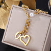 Xinyixin 316L Stainless Steel Love Heart Women Girls Necklaces Pendant Pearl Hanging Chain Choker Sweet Valentine's Day Gift