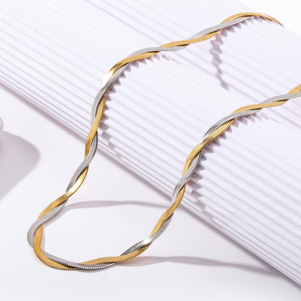 Xinyixin 316L Stainless Steel Multicolor Twist Weaving Snake Bone Chain Choker Necklaces For Women collares de moda 2022 mujer