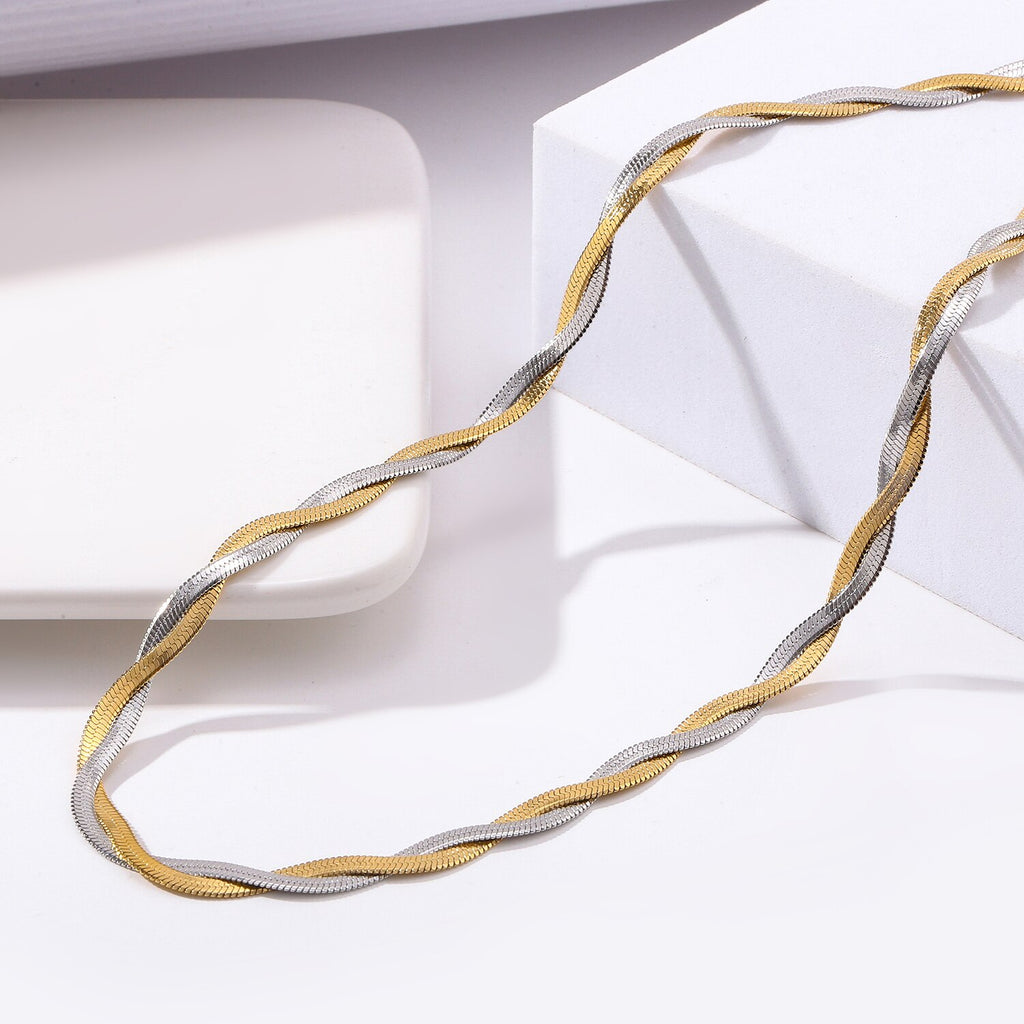 Xinyixin 316L Stainless Steel Multicolor Twist Weaving Snake Bone Chain Choker Necklaces For Women collares de moda 2022 mujer