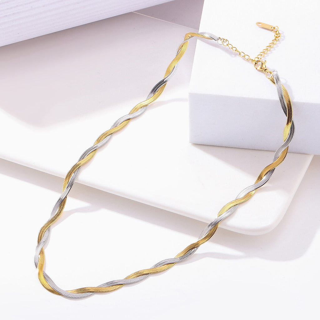 Xinyixin 316L Stainless Steel Multicolor Twist Weaving Snake Bone Chain Choker Necklaces For Women collares de moda 2022 mujer