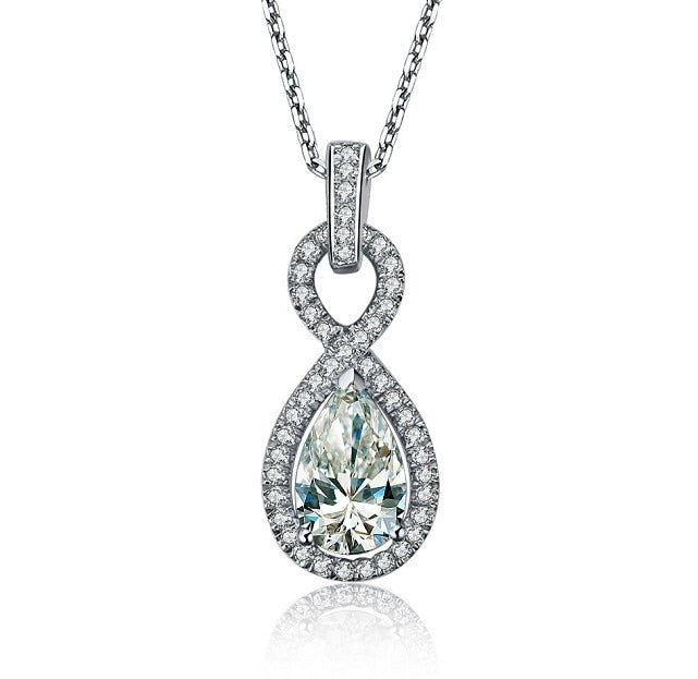 Xmas 2CT Pear Shape 2Carat Diamond Pendant Necklace for girlfriend wedding pendant for women Luxury bridal necklace