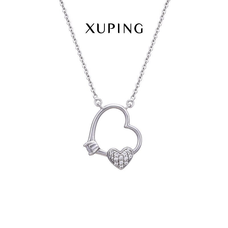 Xuping Jewelry Gentle Sweet Heart-shaped Necklace Female Personality Korean Temperament Clavicle Chain White Gold Love Necklace