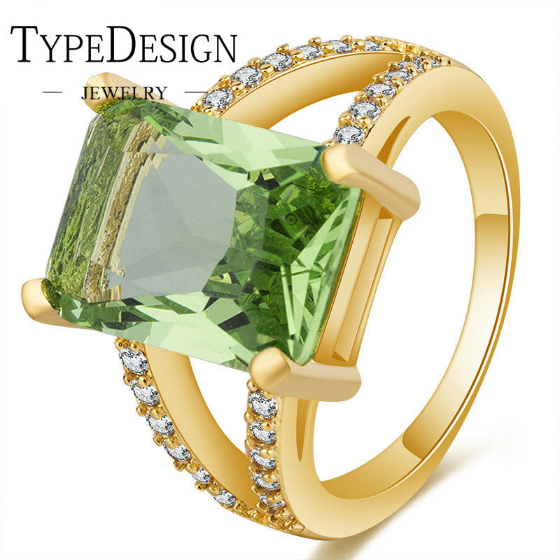 XxxTYPE JEWELRY inlaid green green tourmaline, olivine and emerald engagement ring.Girlfriend's birthd gift