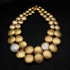 Y·YING 2 Rows Gold Plated Brushed Coin Bead Cultured White Coin Pearl Necklace 18"