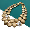 Y·YING 2 Rows Gold Plated Brushed Coin Bead Cultured White Coin Pearl Necklace 18"