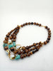 Y·YING  20'' Natural 3 Strands White Keshi Pearl Yellow Tigers Eye Round Turquoise Nugget statement Necklace for women