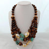 Y·YING  20'' Natural 3 Strands White Keshi Pearl Yellow Tigers Eye Round Turquoise Nugget statement Necklace for women