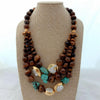 Y·YING  20'' Natural 3 Strands White Keshi Pearl Yellow Tigers Eye Round Turquoise Nugget statement Necklace for women