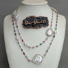 Y·YING 36'' White Coin  Pearl Mixed Color Cz pave Chain Long Necklace Trendy Gold Copper Chain For Women Charm Jewelry
