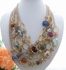 Y·YING 6Strds Agates& multi shape Crystal statement Necklace