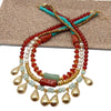 Y·YING Cultured White freshwater Pearl carnelian  Amazonite howlite rondelle gold color teardrop beads statement Necklace 17"