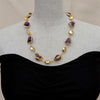 Y·YING Natural Purple Amethysts Rough Nugget With Electroplated Edge Brushed Bead Necklace 23" for women
