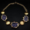 Y·YING Purple Agate Slice Gold Plated Brushed Coin Bead Chain Statement Necklace 23"