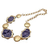 Y·YING Purple Agate Slice Gold Plated Brushed Coin Bead Chain Statement Necklace 23"