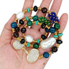 Y·YING natural Cultured White Keshi Pearl Agate Smoky Quartz Onyx Necklace 22"