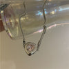 Y2K Crystal Ice Plum Pink Love Heart Pendant Necklace Zinc Alloy Vintage Punk Clavicle Chain Necklace for Women Jewelry Choker