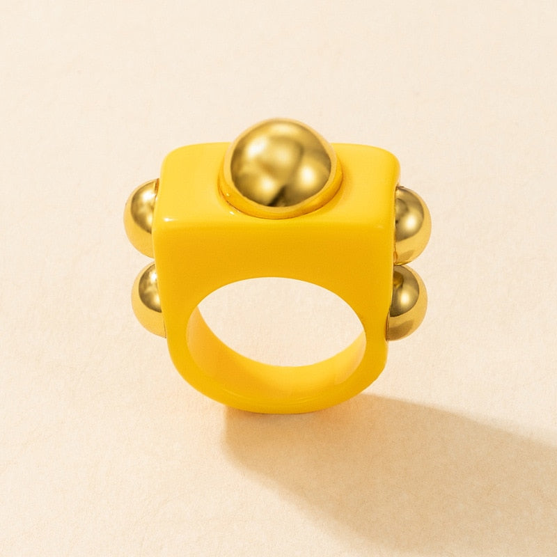 Y2K Style Chunky Retro Resin Acrylic Plastic Rings Kids Cute Colorful Candy Finger Ring Jewelry Transparent Handmade Trendy Ring