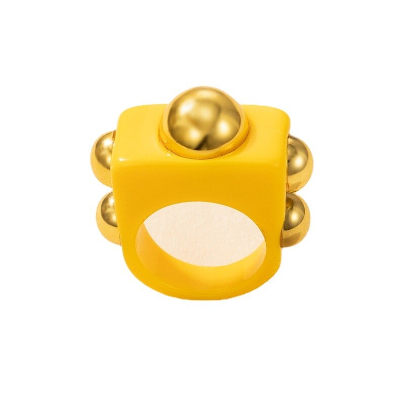 Y2K Style Chunky Retro Resin Acrylic Plastic Rings Kids Cute Colorful Candy Finger Ring Jewelry Transparent Handmade Trendy Ring