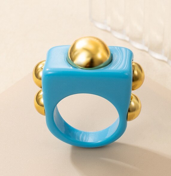 Y2K Style Chunky Retro Resin Acrylic Plastic Rings Kids Cute Colorful Candy Finger Ring Jewelry Transparent Handmade Trendy Ring