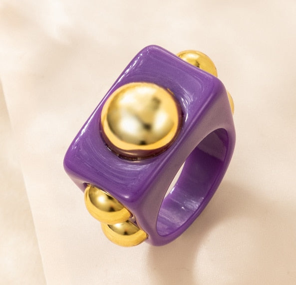 Y2K Style Chunky Retro Resin Acrylic Plastic Rings Kids Cute Colorful Candy Finger Ring Jewelry Transparent Handmade Trendy Ring