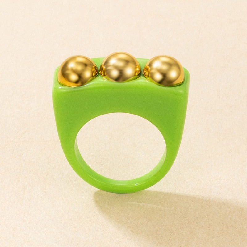 Y2K Style Chunky Retro Resin Acrylic Plastic Rings Kids Cute Colorful Candy Finger Ring Jewelry Transparent Handmade Trendy Ring