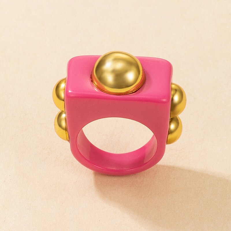 Y2K Style Chunky Retro Resin Acrylic Plastic Rings Kids Cute Colorful Candy Finger Ring Jewelry Transparent Handmade Trendy Ring
