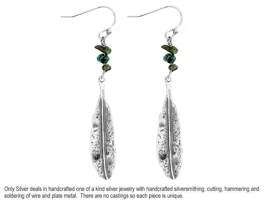 925 Sterling Silver Leaves Drop Earrings With Turquoise for Women Vintage Style Fashion Plant Long Drop Earrings Jewelry