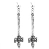 925 Sterling Silver Long Drop Earring Cross Earrings For Women Vintage Antique Silver Flower Ear Hanging Drop Earrings