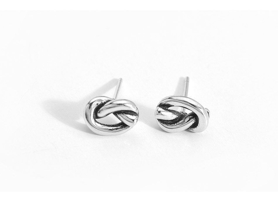 925 Sterling Silver Trendy Stud Earrings for Women Fine Jewelry Fashion Knot Silver Earings Broncos Pendientes