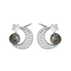 Authentic 925 Sterling Silver Crescent Half Moon&Star Earrings Paved ZC Natural Stone Earrings for Women Fine Jewelry
