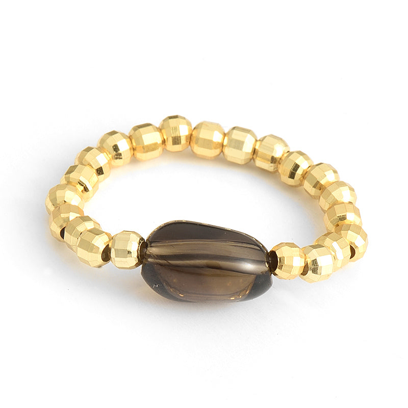 Fine Jewelry 925 Sterling Silver Rings With Smoky Quartz Fashion Female Simple Strand Rings Women Fine Jewelry Wholesale