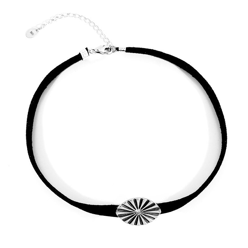 Fine Jewelry Black Choker Necklace For Women High Quality 925 Sterling Silver Oval Pendant Choker Necklace For Women