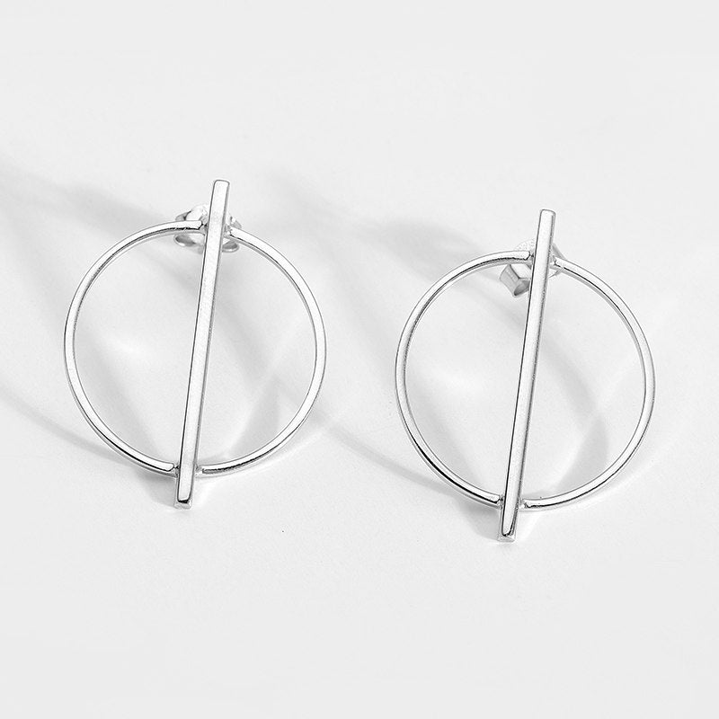 Genuine 925 Sterling Silver Stud Earrings For Women Big Round Design Trendy Style Earrings Fine Jewelry Party Gift