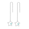Hot Sale 925 Silver Star Drop Earrings With Turquoise 18 k Gold Plated Long Ear Line Earrings Sterling Silver Jewelry