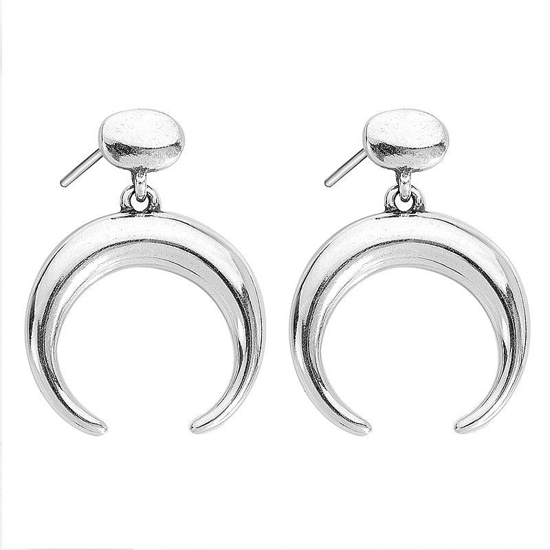 NEW Fashion Crescent Stud Earrings 100% Pure 925 Sterling Silver For Women Moon Stud Earrings Fine Jewelry