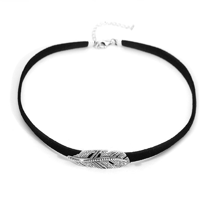 New Authentic 100% 925 Sterling Silver Classic Feather Choke Necklaces High Quality For Women Necklace Fine Jewelry